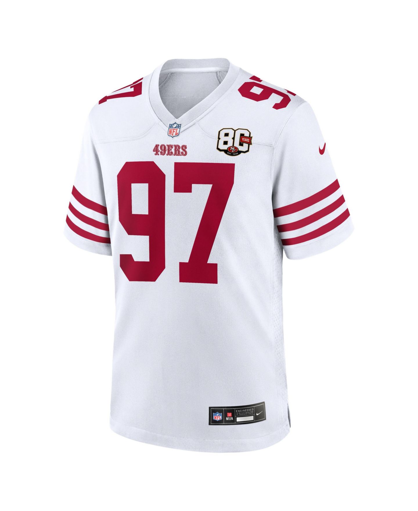 Мужской топ Nike Nick Bosa White San Francisco 49ers 80th Anniversary Game Jersey — фото 2