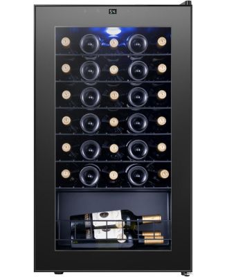 Mini Wine Cooler 34 Bottles Small Fridge With Glass Door Movable Rack 37-65degree Tabletop Built-in Under Counter Portable For Home and Office