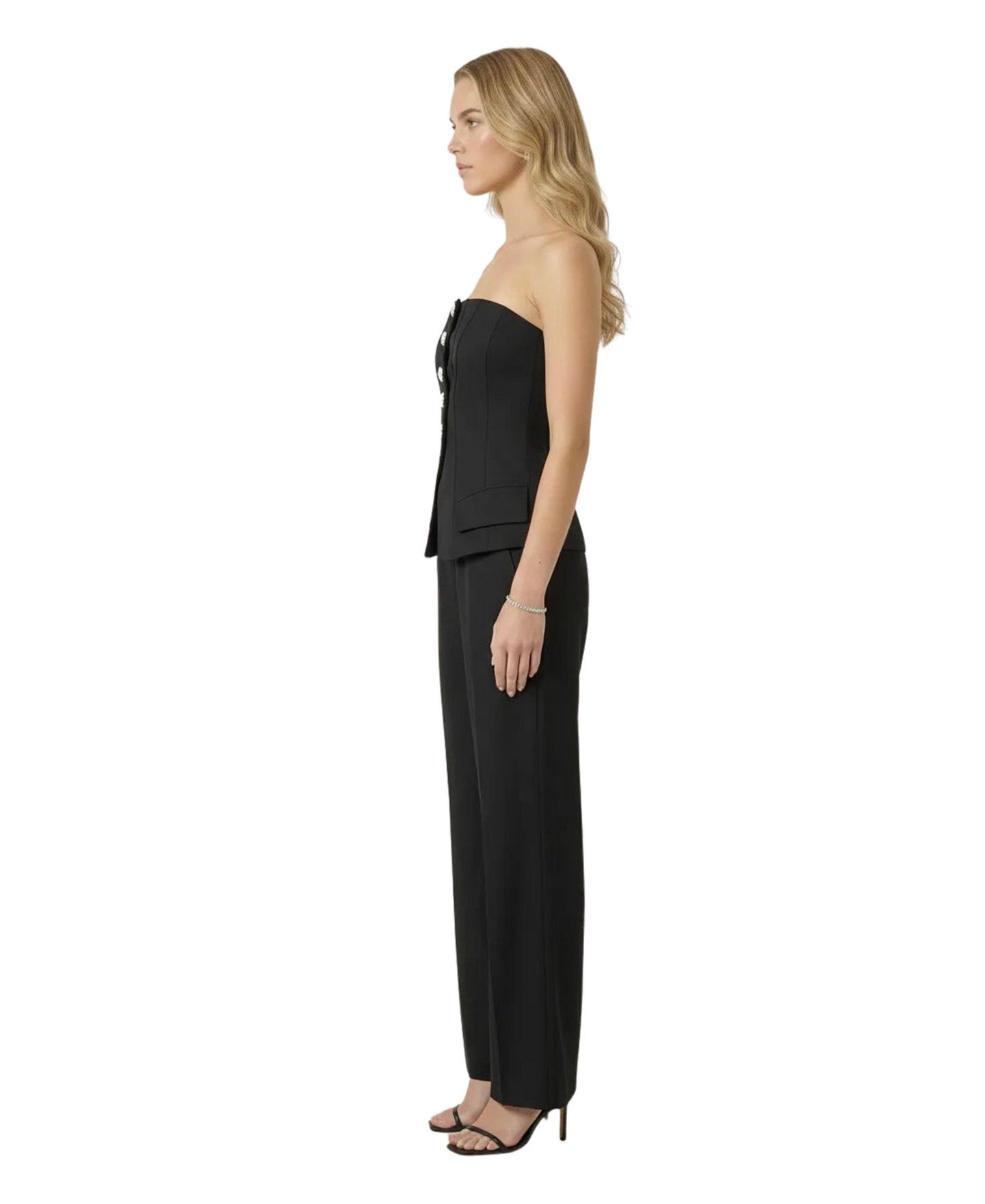 Женский комплект Modenaire Strapless Embellished Vest and Wide-Leg Pants, 2-Piece Set, цвет: Чёрный — фото 3