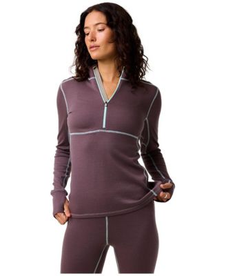 Women's Cedars RWS Merino Mid-Wt Baselayer 1/4-Zip Top Midweight Long Underwear Tops