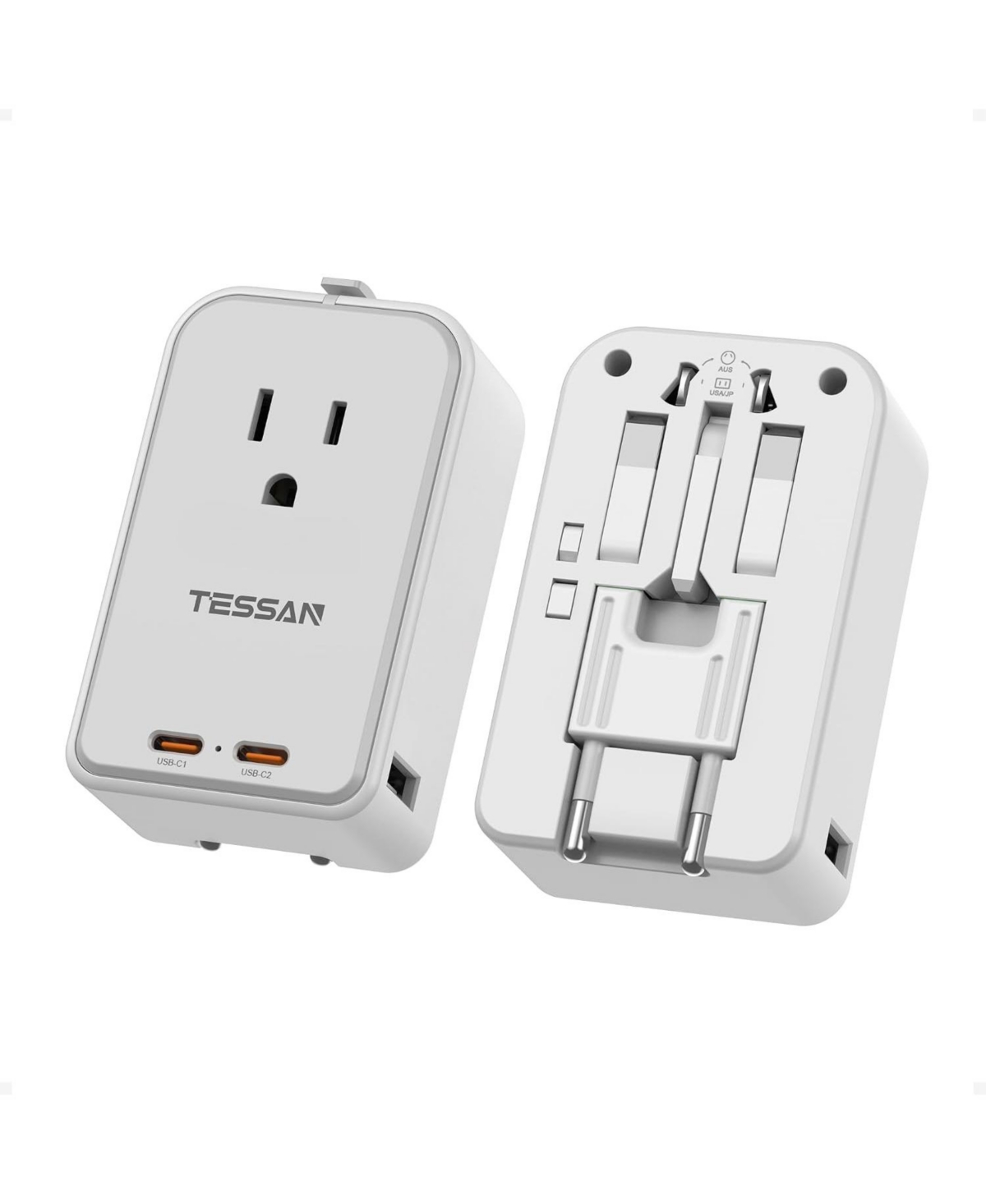 Tessan 45W Universal Travel Adapter with Type A/C/G/I Plugs, 2 Usb-c and 2 Usb-a Ports