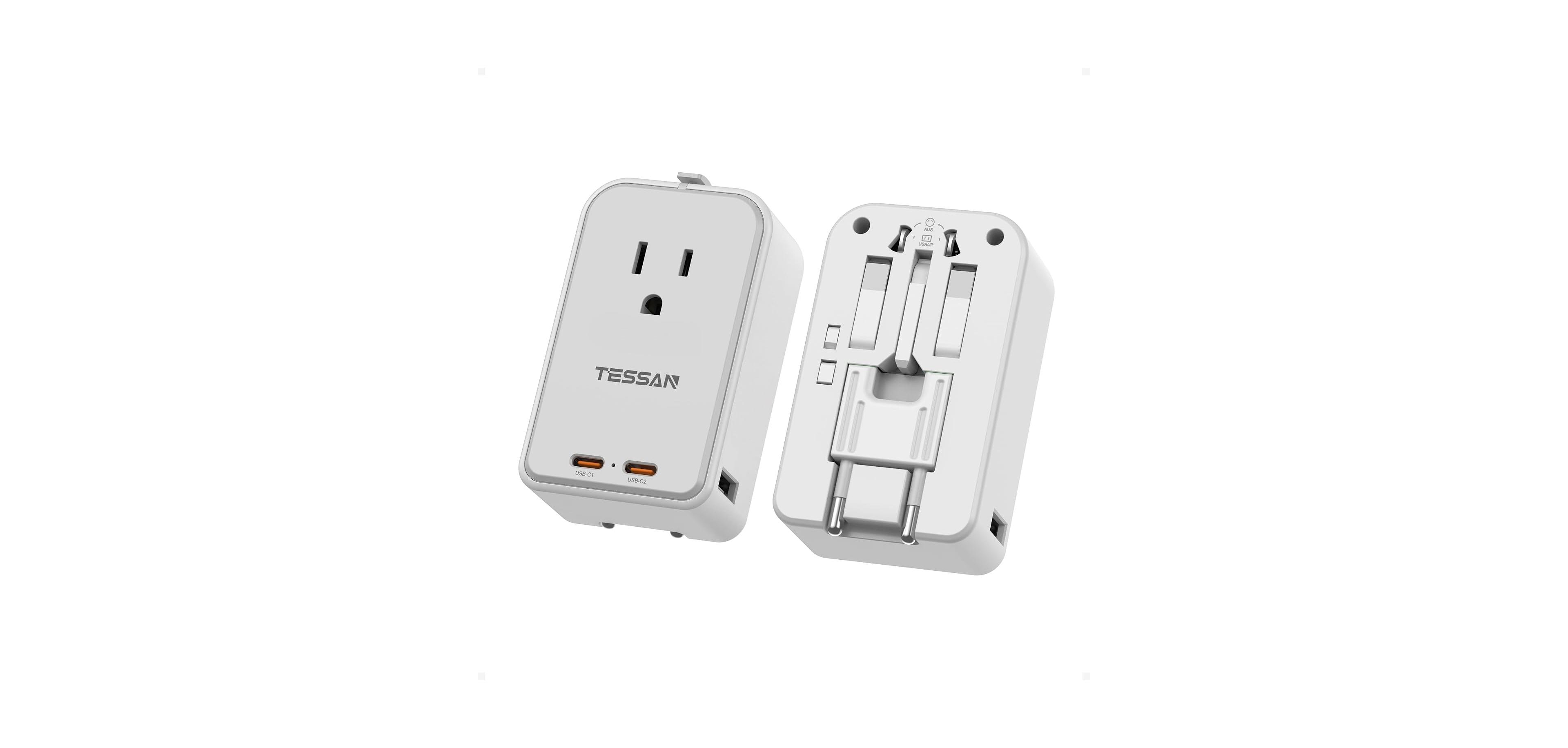 Tessan 45W Universal Travel Adapter with Type A/C/G/I Plugs, 2 Usb-c and 2 Usb-a Ports