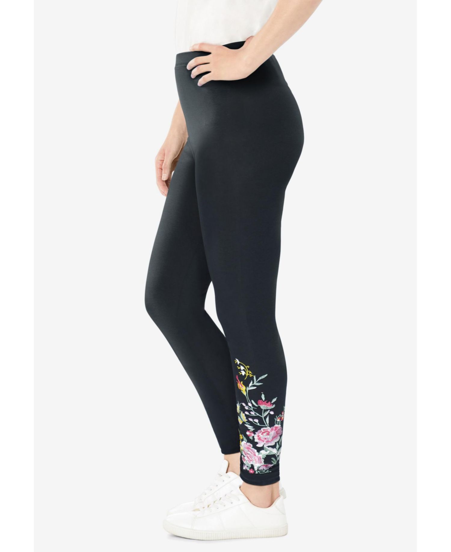 Women's Within Stretch-Cotton Knit Pull-On Embroidered Leggings