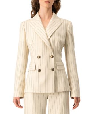 Women's Pinstripe Double-Breasted Blazer