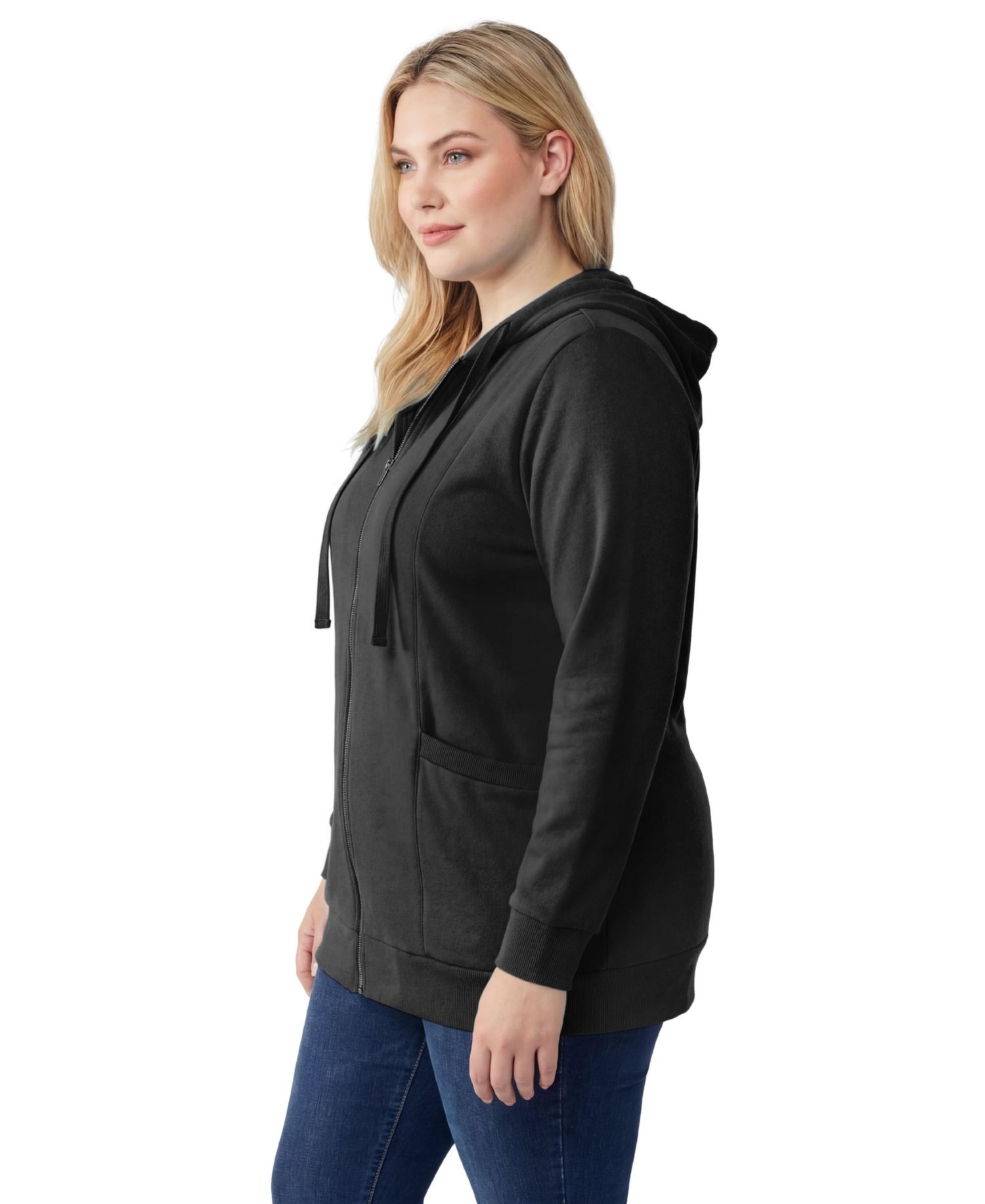 Plus Size Within Zip Front Tunic Hoodie Sweatshirts