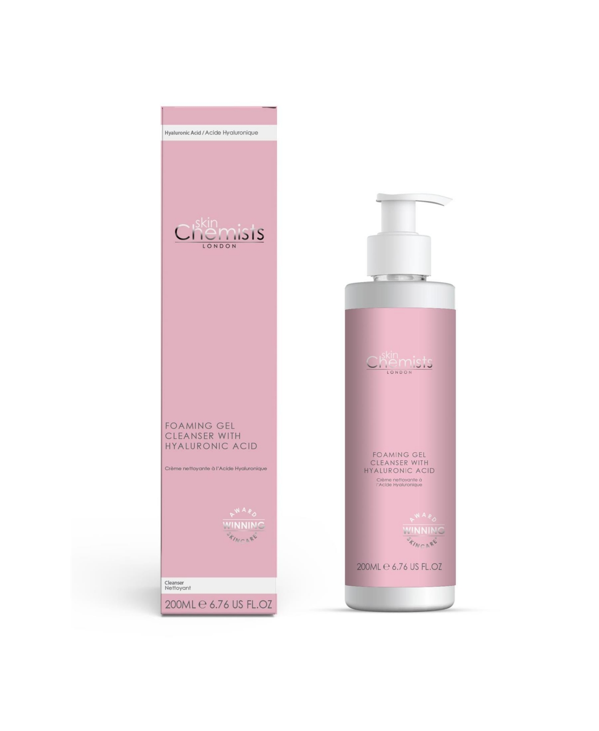 skinChemists Anti-Aging Foaming Gel Cleanser Hyaluronic Acid 200ml - White