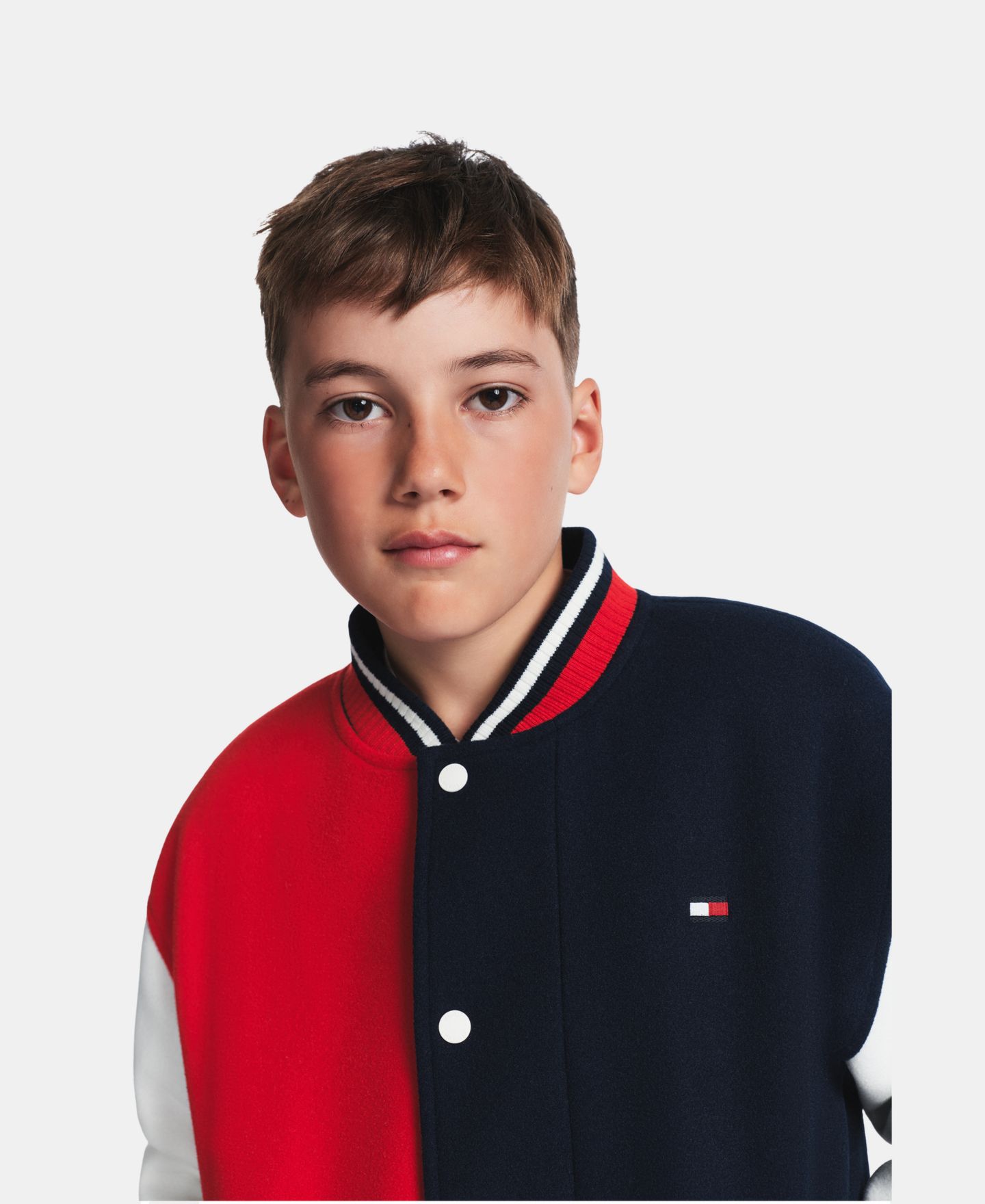Куртка Tommy Hilfiger Striped-Ribbed Colorblock Bomber для мальчиков, цвет: Красный — фото 5