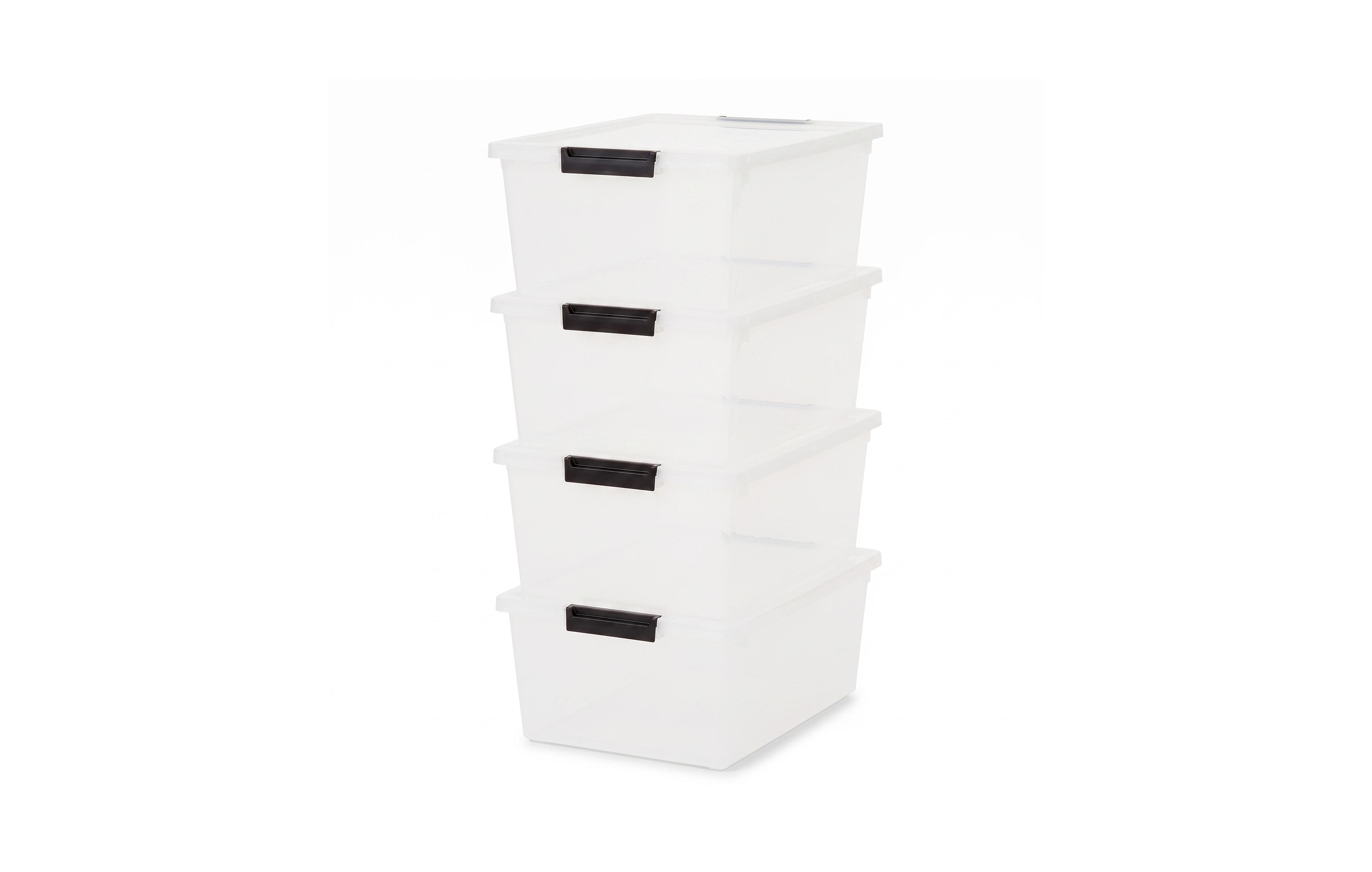 Iris Usa Plastic Storage Bins with Lids, Stackable Containers, 4-Pack, 12 Qt