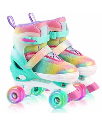 Adjustable Quad Roller Skates Light Up Wheels Gradient Outdoor Indoor