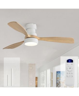 48-inch Indoor Modern 3-Solid Wood Brown Ceiling Fan with Light Kit, Flush or Downrod and Remote Control