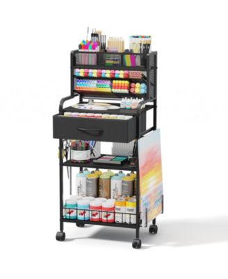 3 Tier Rolling Utility Art Craft Storage Cart with Drawer Wheels
