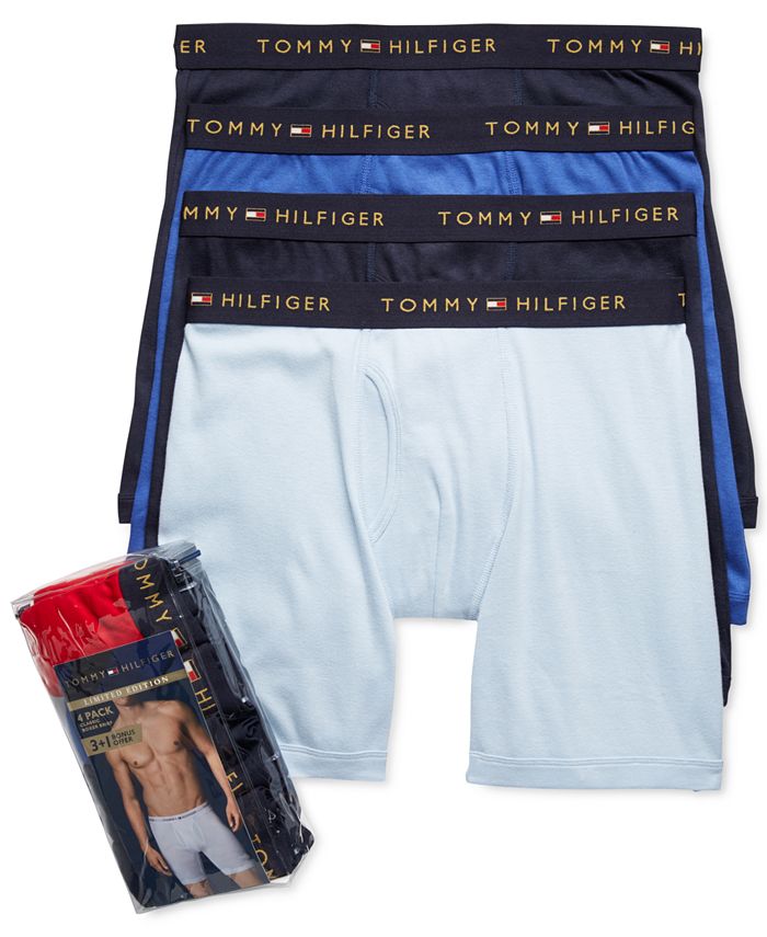 Tommy Hilfiger Men's 3+1 Bonus Pack Cotton Classics Boxer Briefs - Macy's