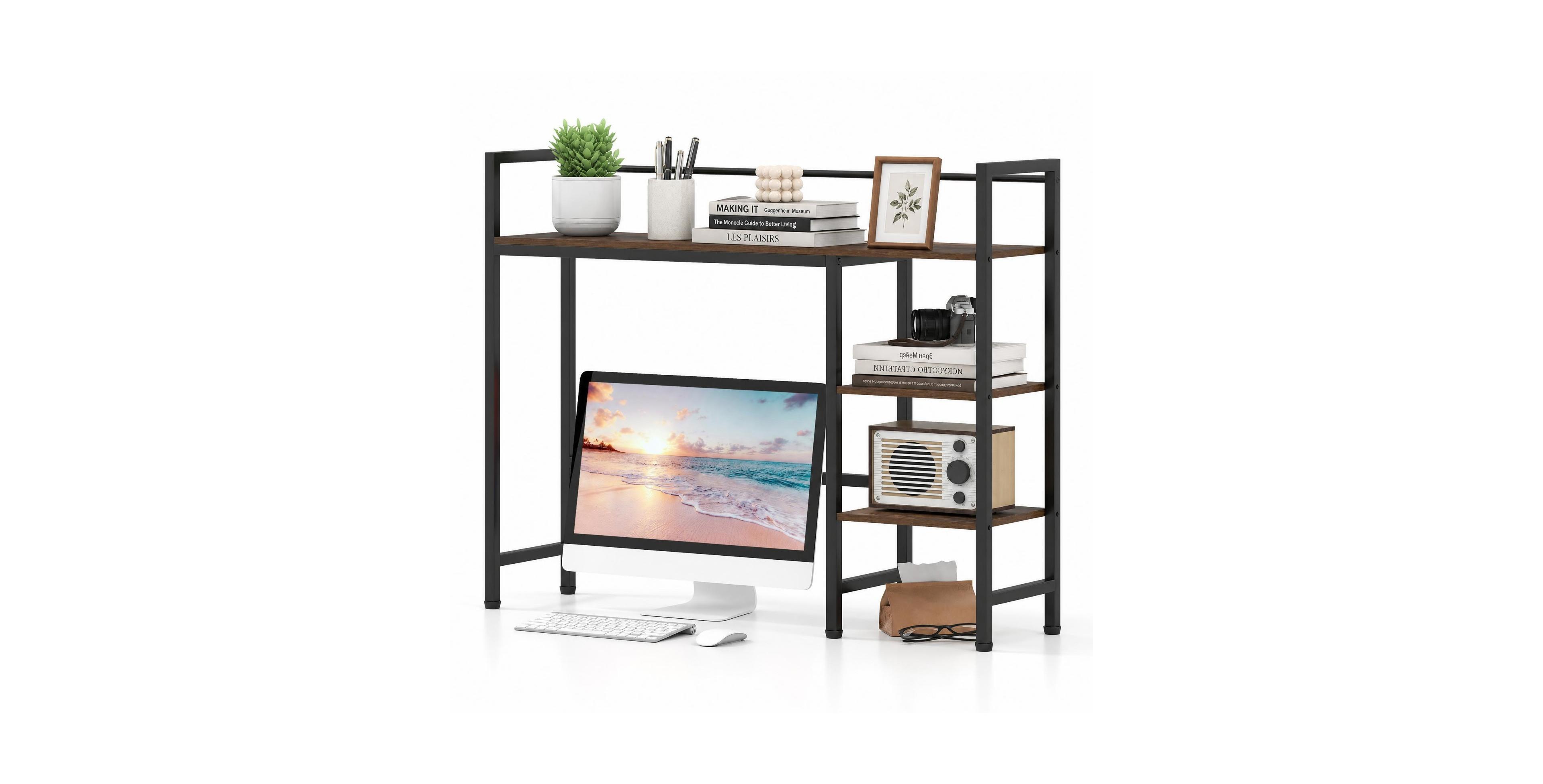 Costway Desktop Bookshelf, 4-Tier Desk Display Rack, Countertop Storage Organizer