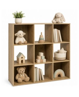 9-Cube Kids Toy Storage Organizer Wooden Children's Bookcase Display