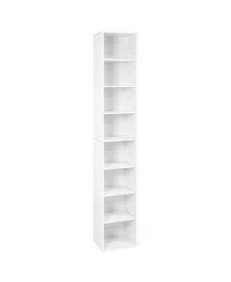 8-Tier Narrow Bookshelf with 4 Adjustable Shelves