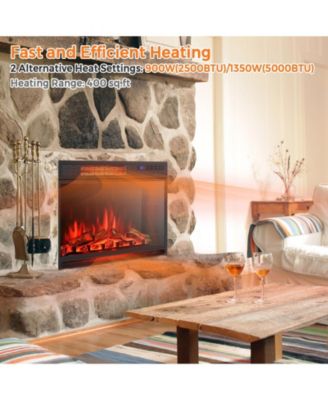 25" Recessed Electric Fireplace Heater, Infrared Fast Heating 900/1350W, Realistic Flame