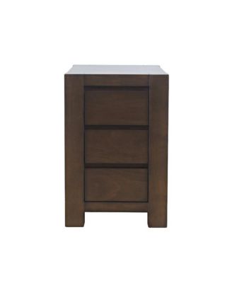 Brownstone Transitional Modern Block-Frame Chairside End Table, Storage Drawers