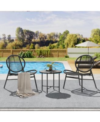 3 Piece Patio Bistro Set 2 Acapulco Chairs Side Table