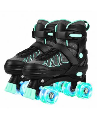 Women Quad Adjustable Roller Skates Light Up Wheels Indoor Outdoor