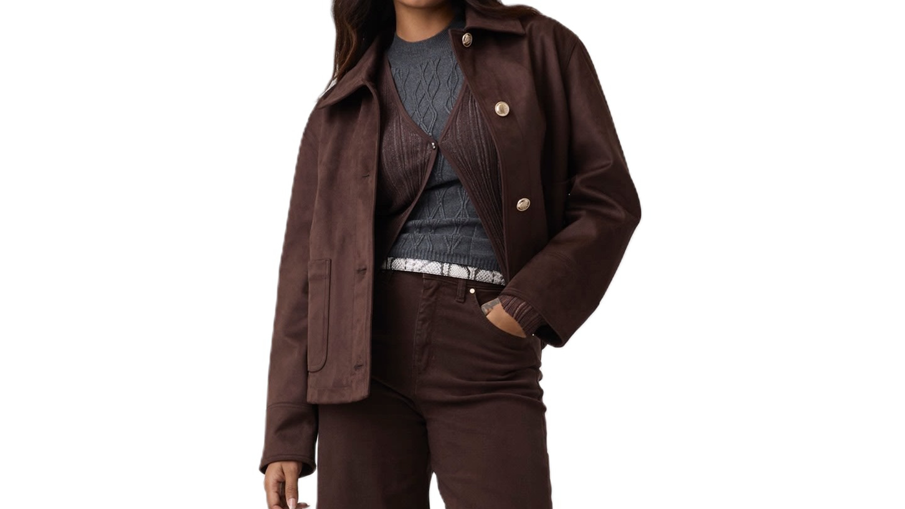 Guess Women's Grace Cropped Faux Suede Jacket