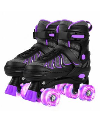 Women Quad Adjustable Roller Skates Light Up Wheels Indoor Outdoor