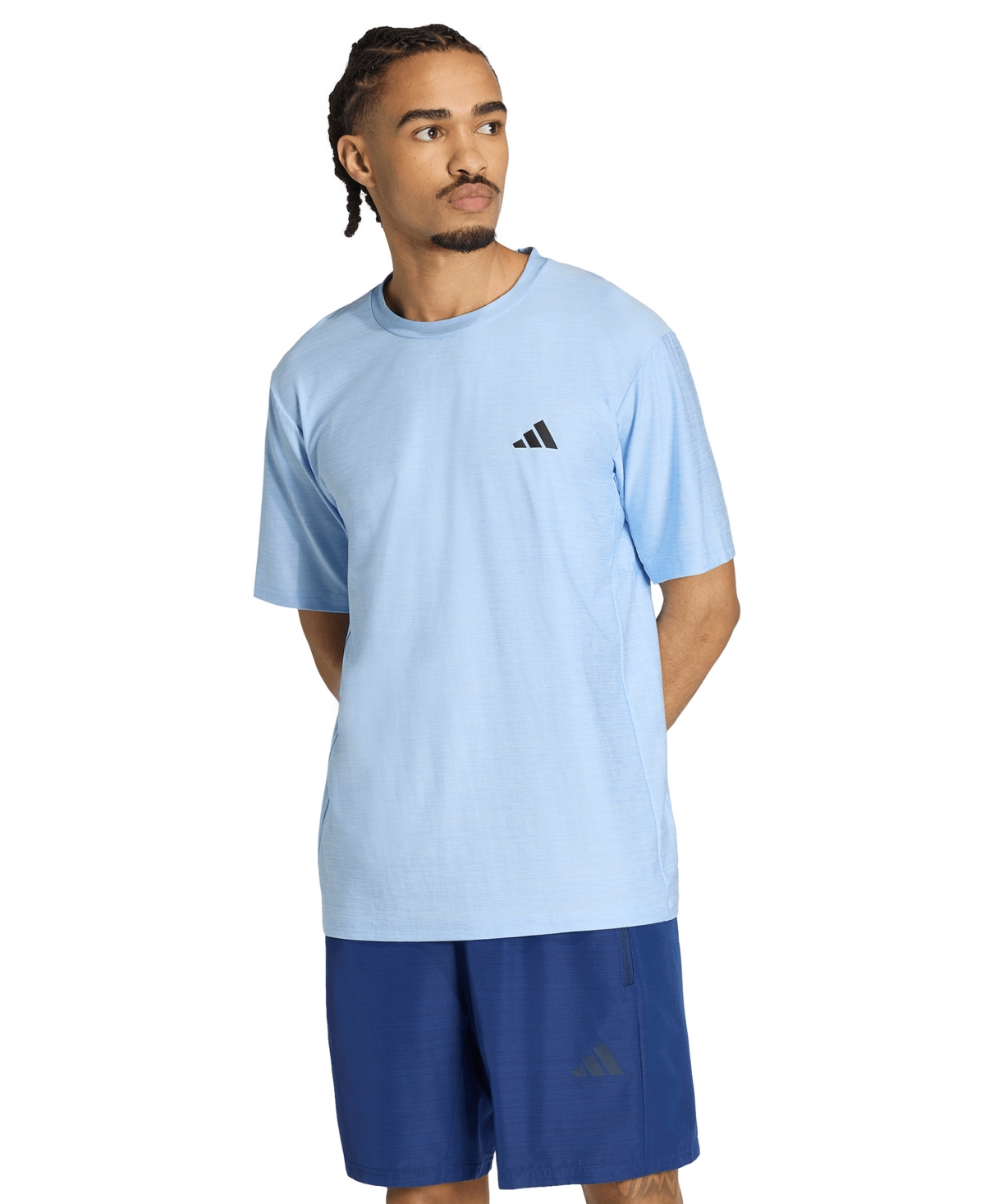 adidas Men's Workout Essentials Flex Crewneck T-Shirt - Glow Blue Mel