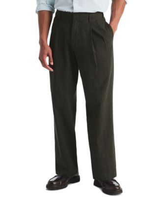 Men's Plaid Pleated Linen-Blend Pants