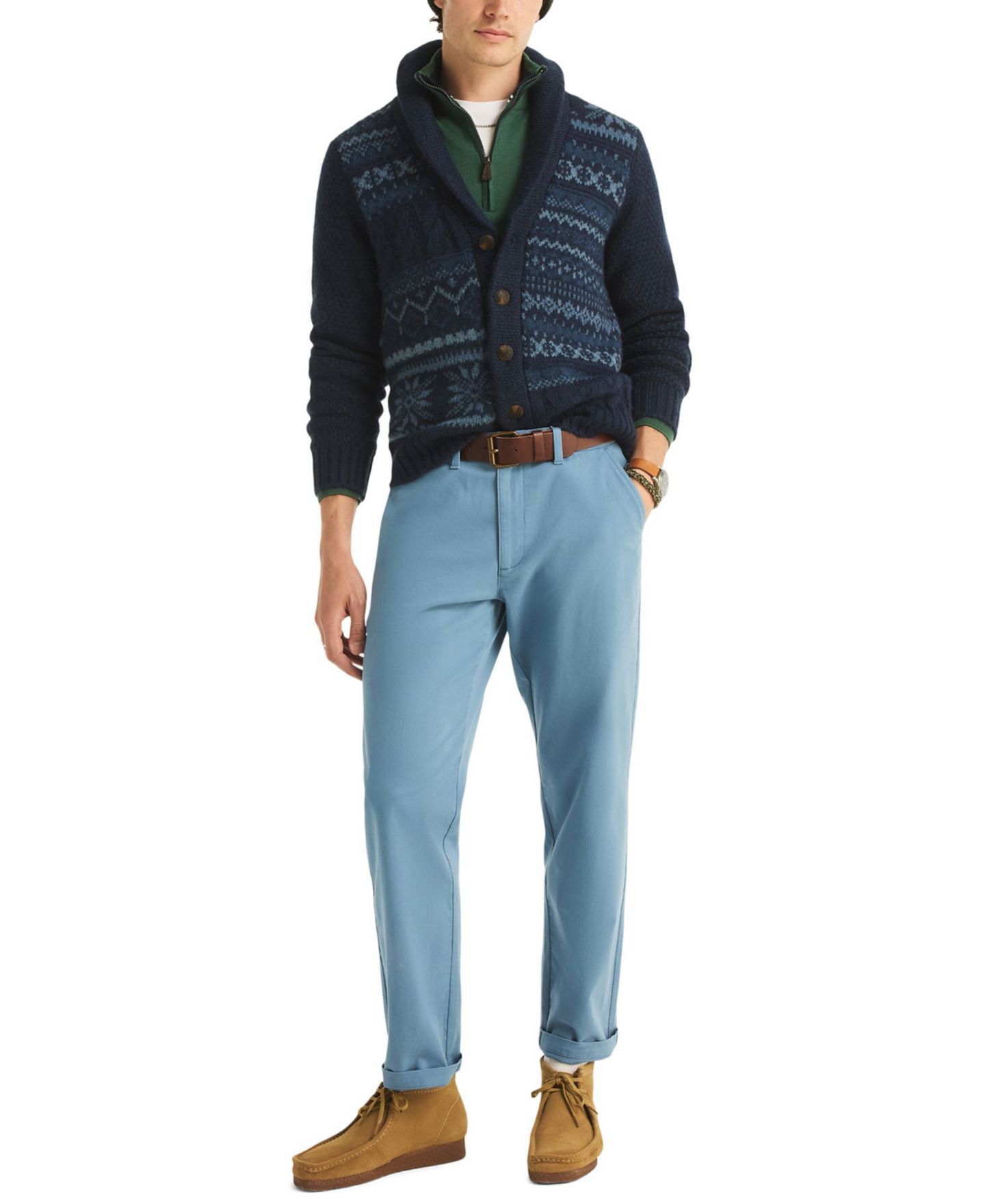 Мужской кардиган Nautica Fair Isle Shawl Collar Classic-Fit, цвет: Тёмно-синий — фото 2