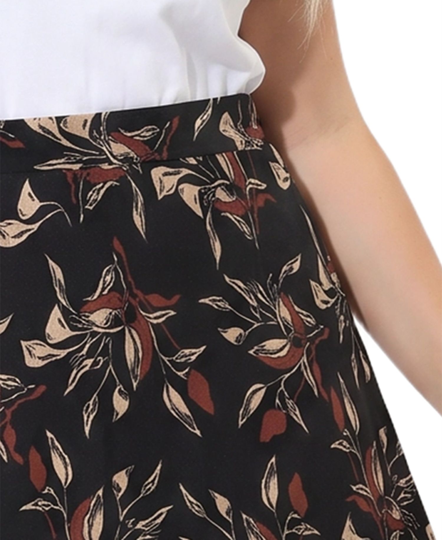 Plus Size A-Line Midi Elastic Waist Skirt