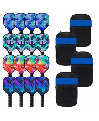 16 Piece Pickleball Paddle Set 4 Portable Carry Bags Lightweight Ergonomic Grip For All Skill Levels