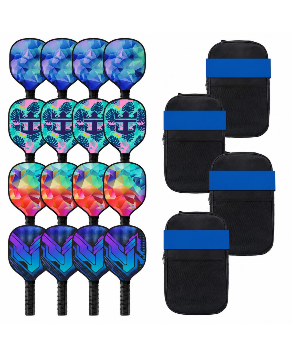 Sportneer 16 Piece Pickleball Paddle Set 4 Portable Carry Bags Lightweight Ergonomic Grip For All Skill Levels