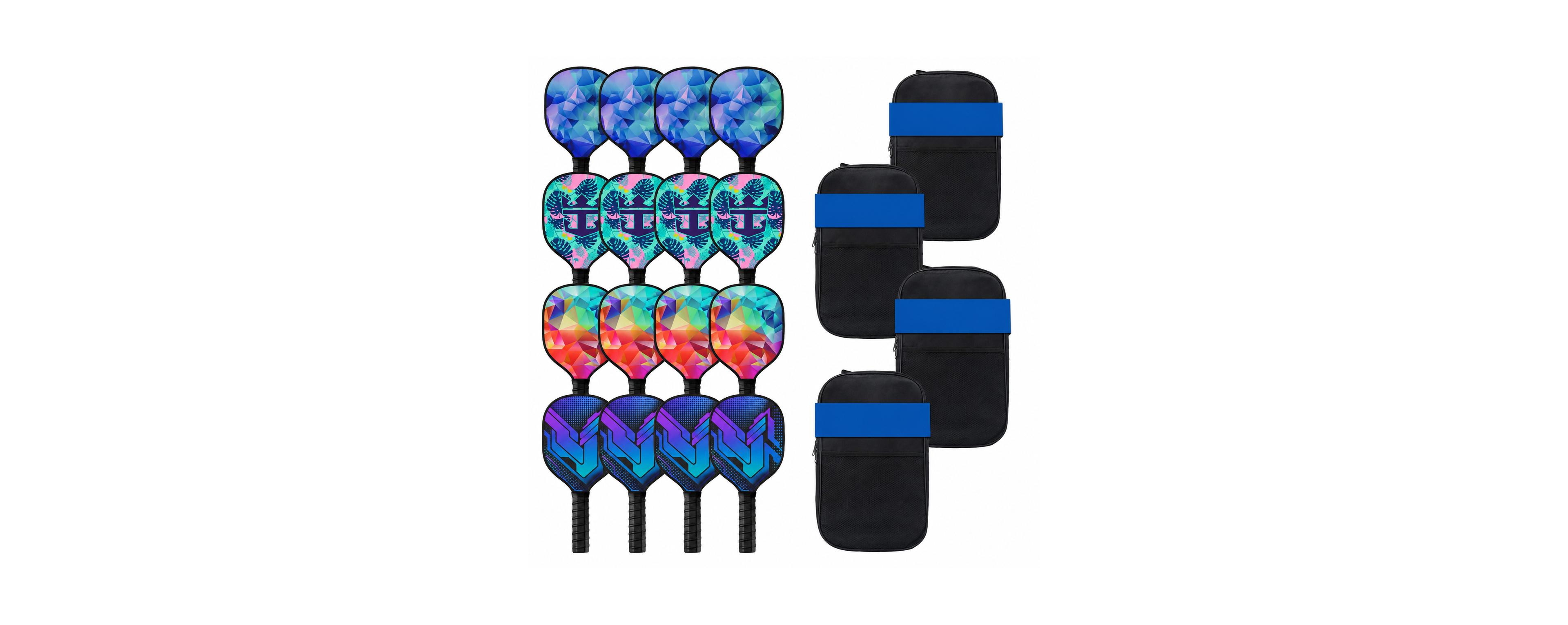 Sportneer 16 Piece Pickleball Paddle Set 4 Portable Carry Bags Lightweight Ergonomic Grip For All Skill Levels