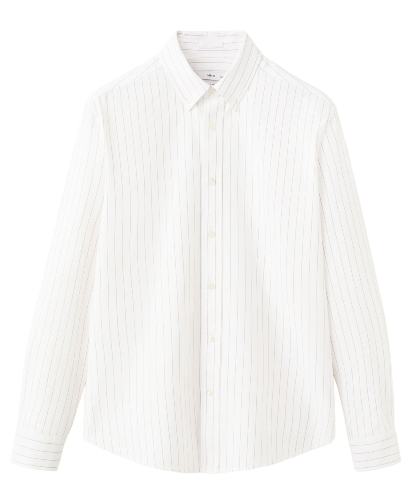 Мужская рубашка Mango Kodak Striped Regular-Fit, цвет: Бежевый — фото 6