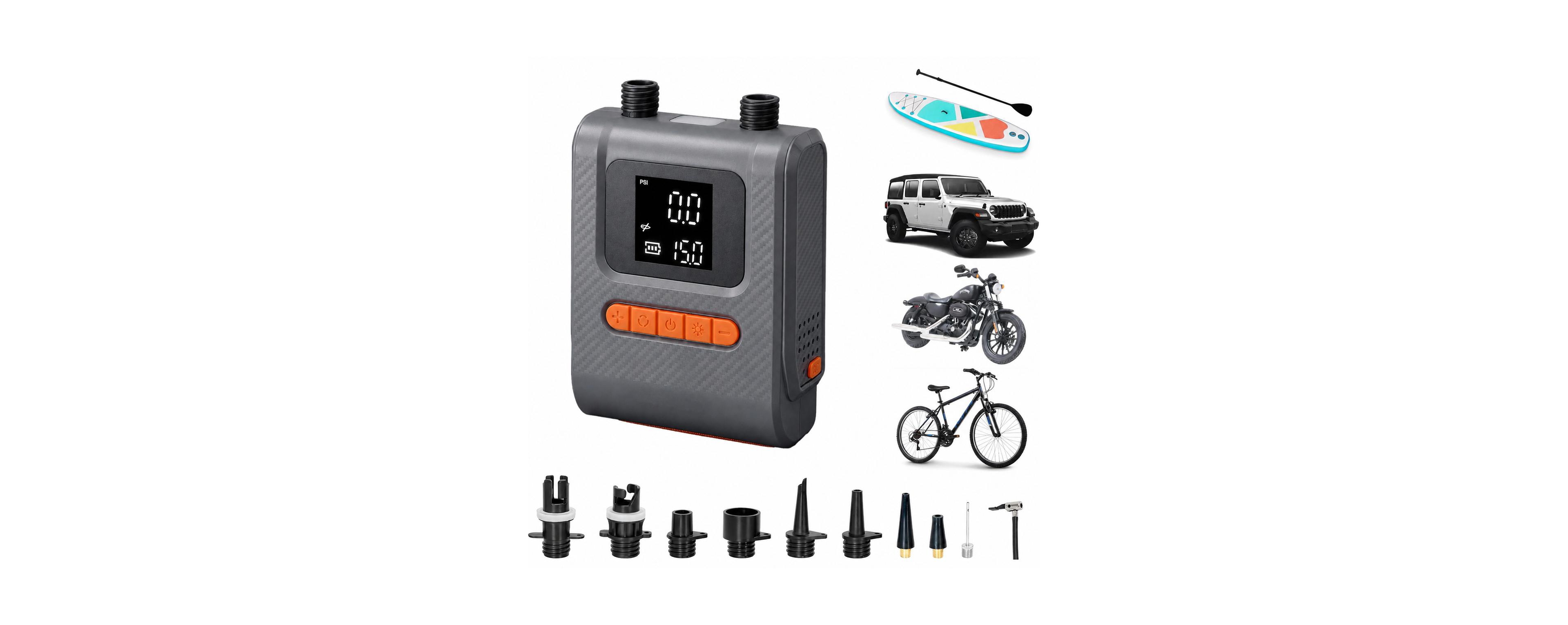 Rechargeable Portable Electric Air Pump Dual Stage Auto Off Deflation Function For Sup Car Tires Kayaks