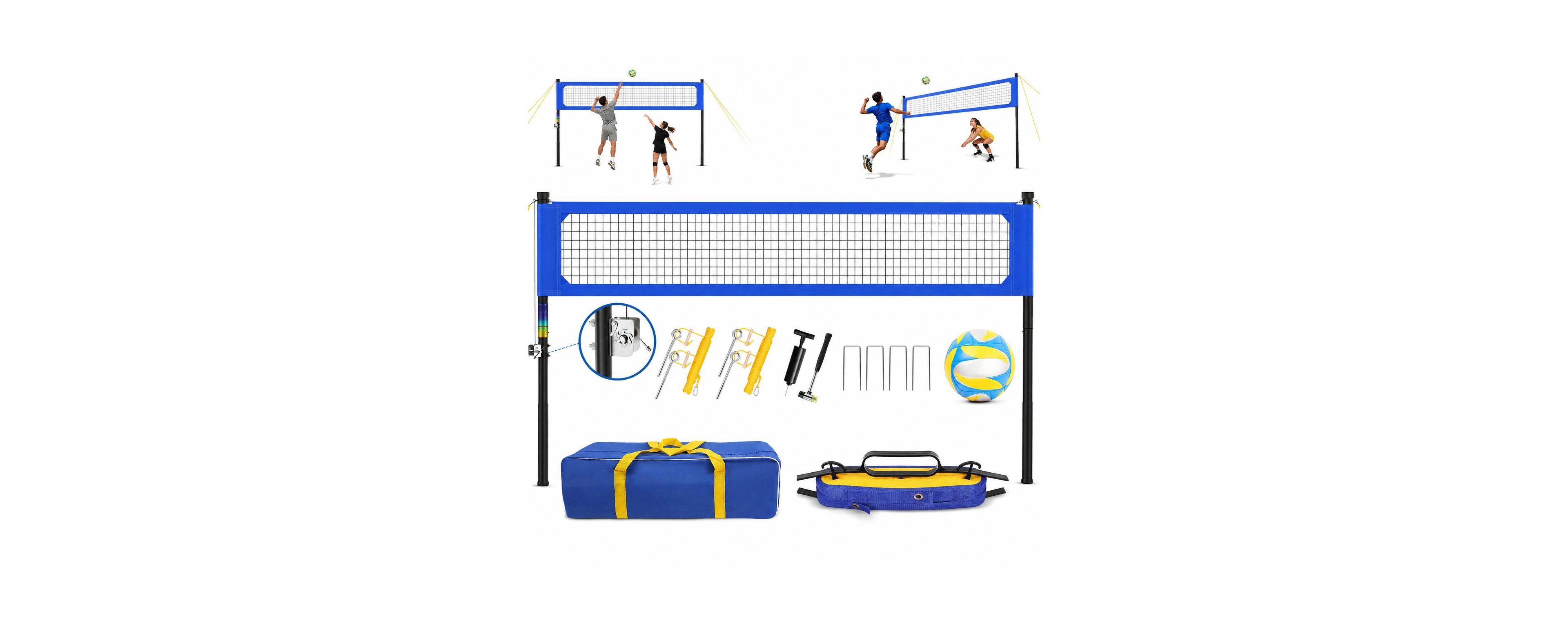 Furlihong Heavy Duty Outdoor Volleyball Net Set With Poles Adjustable Height Carry Bag For Backyard Beach Grass