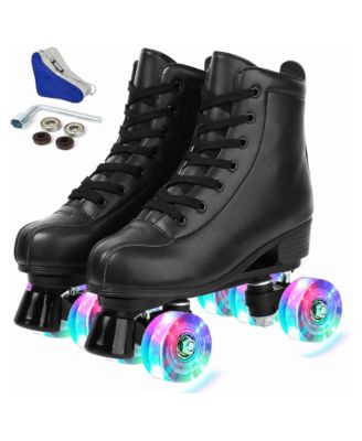 Shiny Double Row Four Wheel Roller Skates For Men Women With Storage Bag