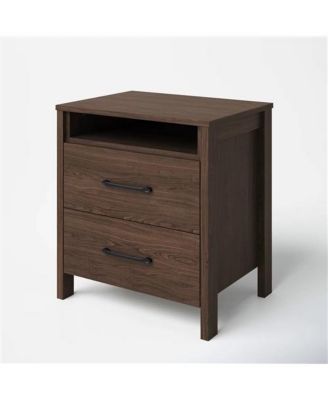 Modern 2-Drawer Wood Bedside Cabinet Nightstand for Bedroom