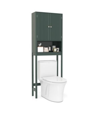 Fluted Door Over-The-Toilet Storage Cabinet with Adjustable Shelf