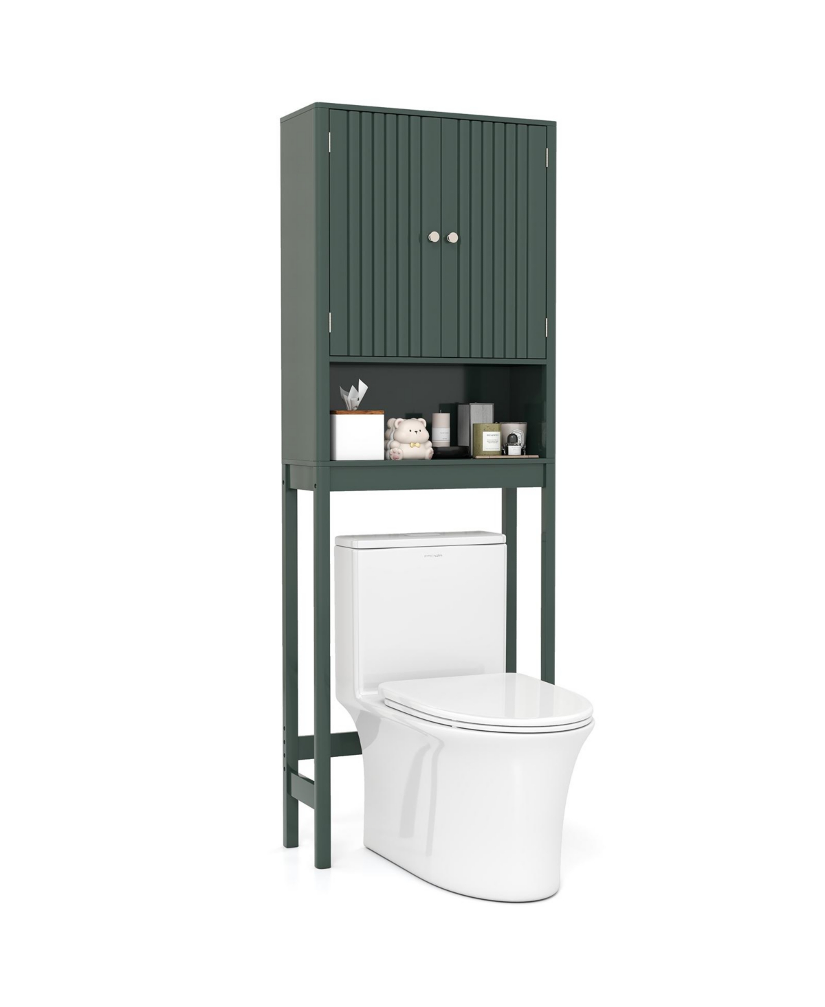 Sugift Fluted Door Over-The-Toilet Storage Cabinet with Adjustable Shelf