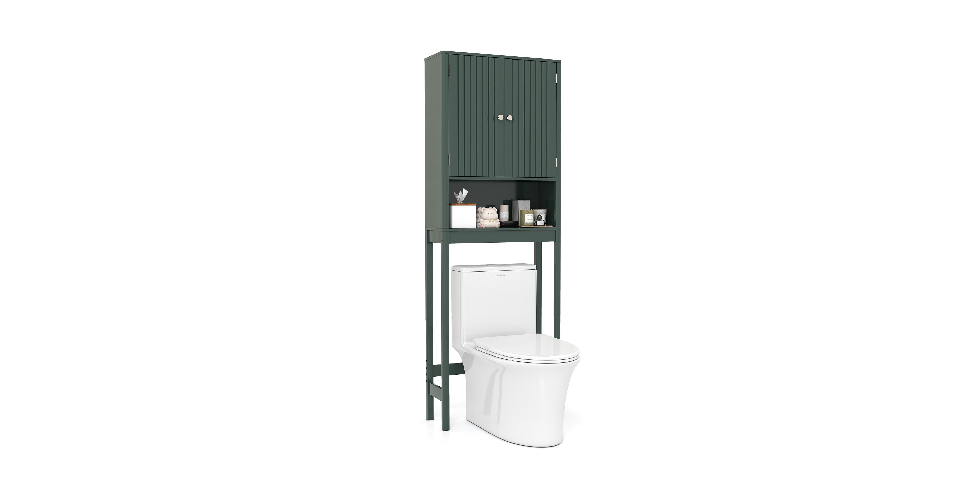Sugift Fluted Door Over-The-Toilet Storage Cabinet with Adjustable Shelf