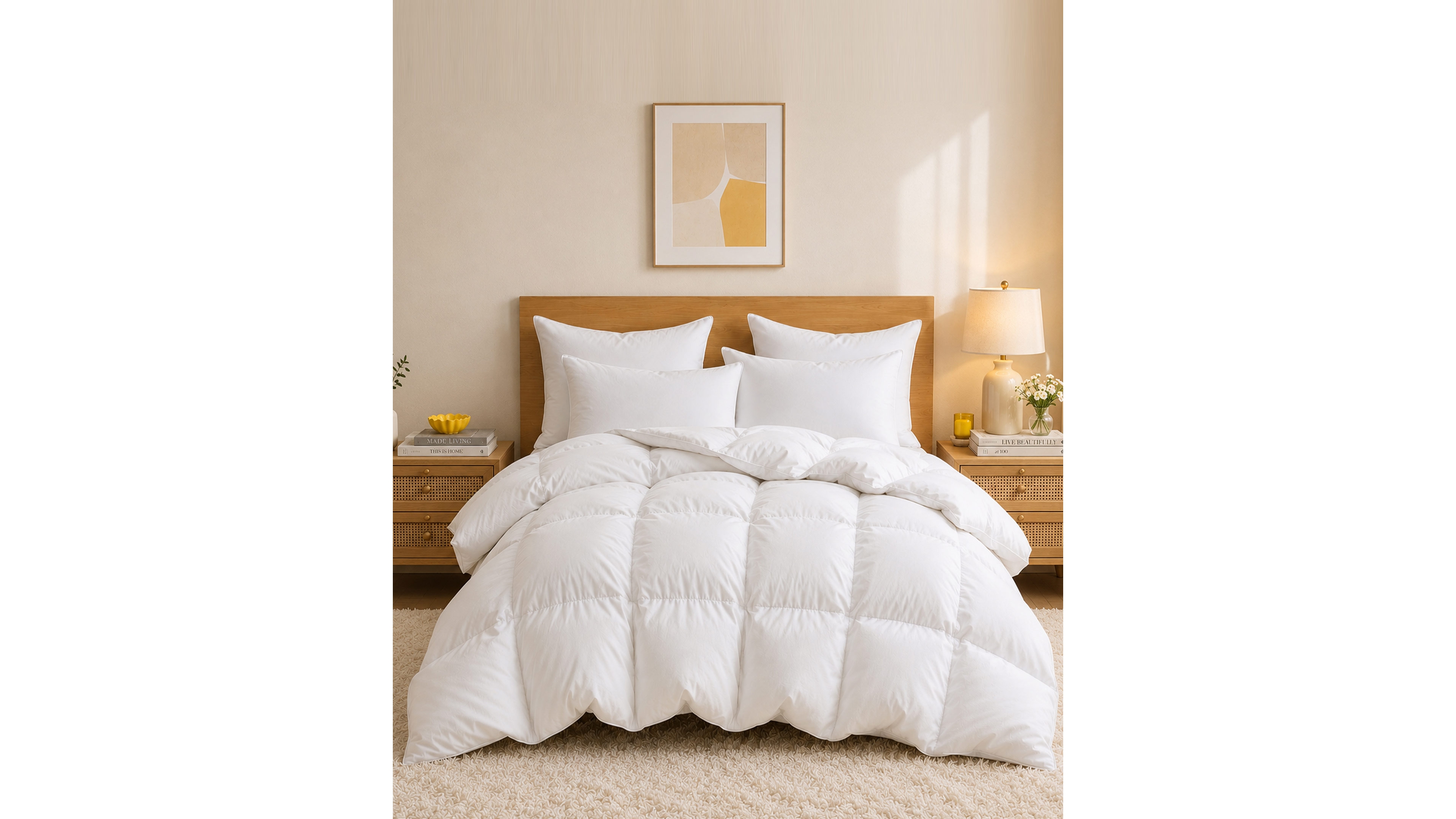 Unikome Heavyweight White Goose Feather and Down Comforter, Full/Queen