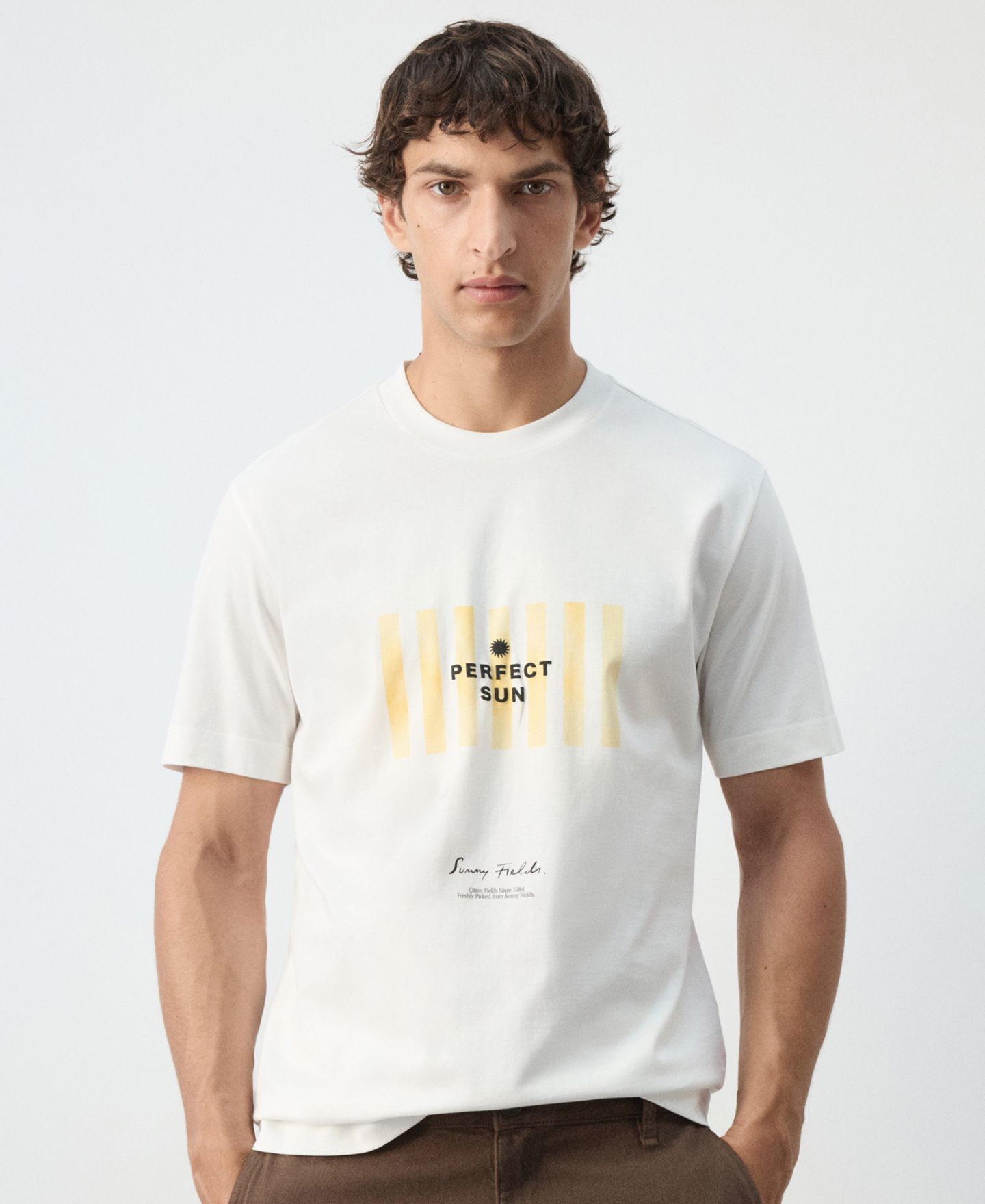 Мужская футболка Mango Graphic Regular-Fit Cotton, цвет: Белый — фото 4