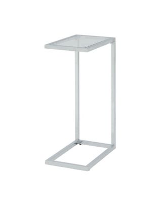 26"  Glass And Steel Sled End Table