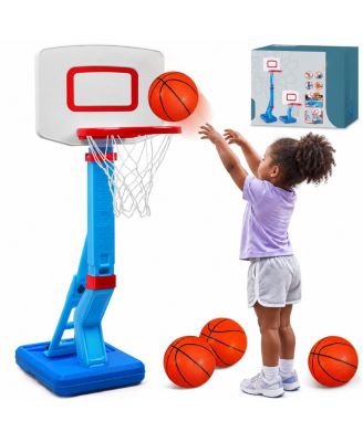 5 Level Adjustable Kids Basketball Hoop Set With Balls Pump Indoor Outdoor Use