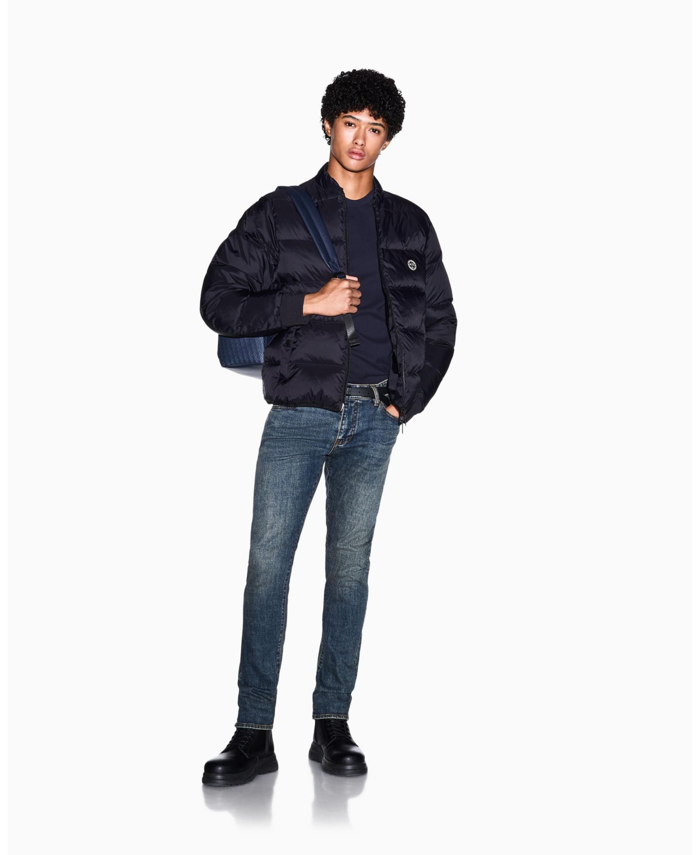 Мужские эластичные джинсы скинни A|X Armani Exchange J66, цвет: Синий джинсовый — фото 4