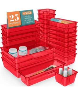 Clear Plastic Drawer Organizer Bins 25 Pack Stackable Storage Set