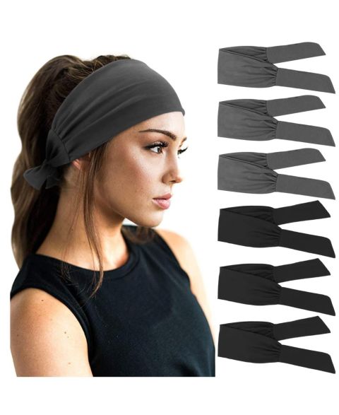Женские аксессуары peneyon Adjustable Knotted Non-Slip Hair Bands, 6-Piece Set, цвет: Чёрный серый