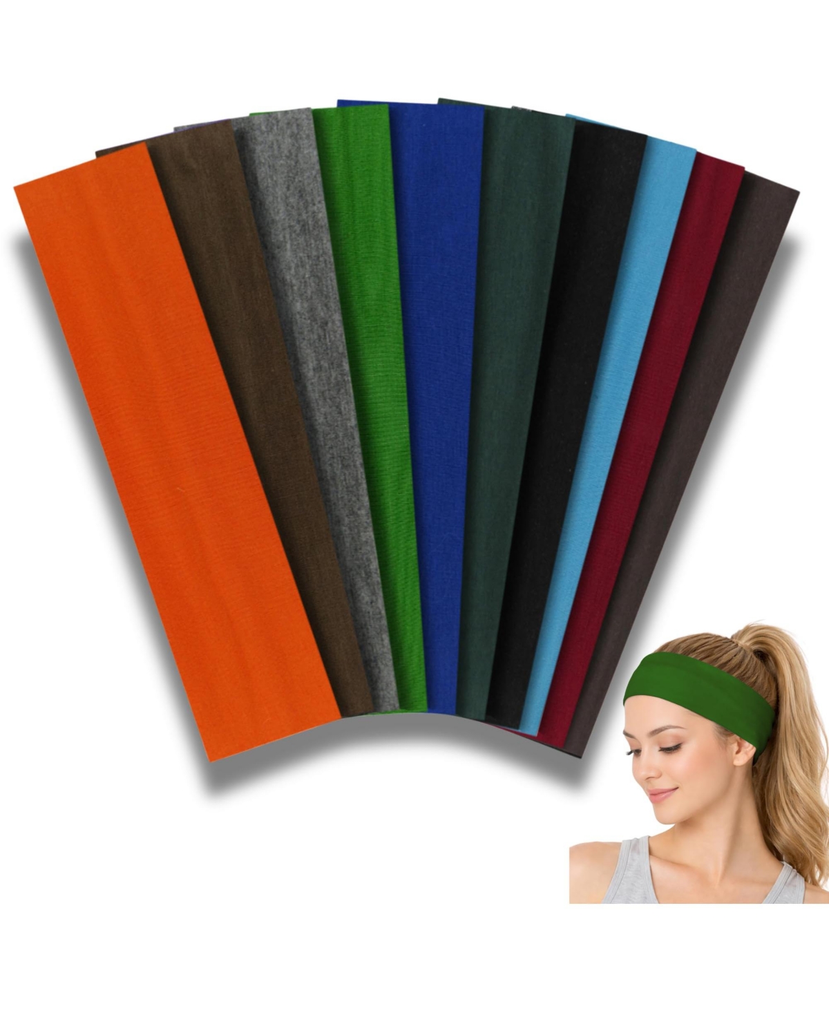Peneyon Wide Non-Slip Stretch Headbands, 10-Pack - Dark one size (pack of 10)