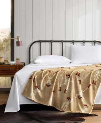 Skeleton Rodeo Printed Plush Throw, 70" X 50"