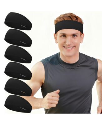 Mens Wide Athletic Headbands 6 Pack Sweat Wicking Workout Running Yoga Bands